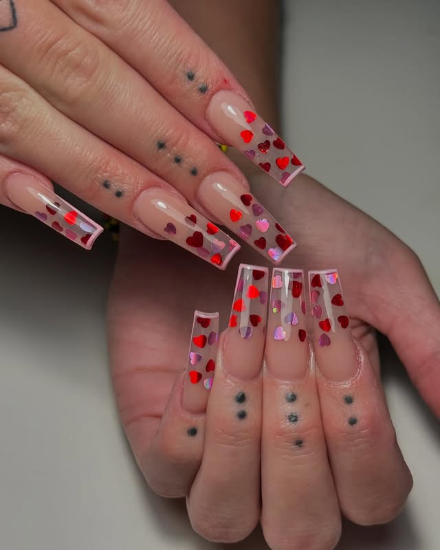 Heart nail art design at Binhs Nail Meadowlark